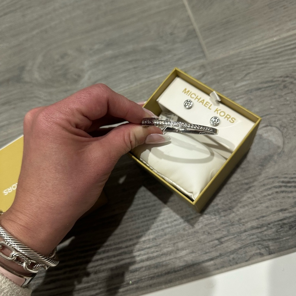 Michael Kors Silver Earring & Bracelet Set - Picture 2 of 2